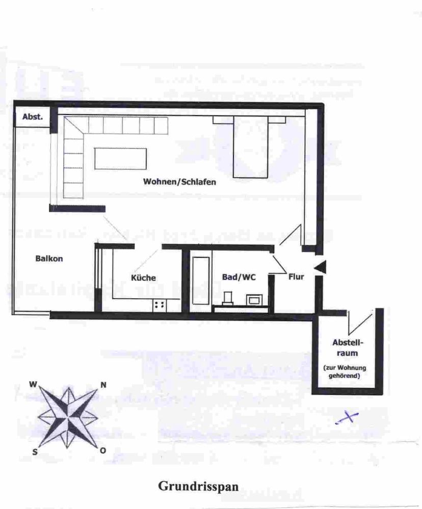City Wohnung  -  1,5 Zimmer Apartment